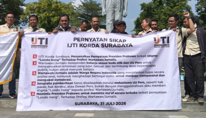 IJTI Surabaya Desak Presiden Prabowo Minta Maaf kepada Insan Pers atas Pernyataan “Londo Ireng”